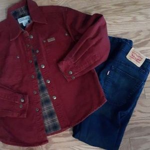Lot of 2 jeans & shirt jacket boys size youth medium 12 slim